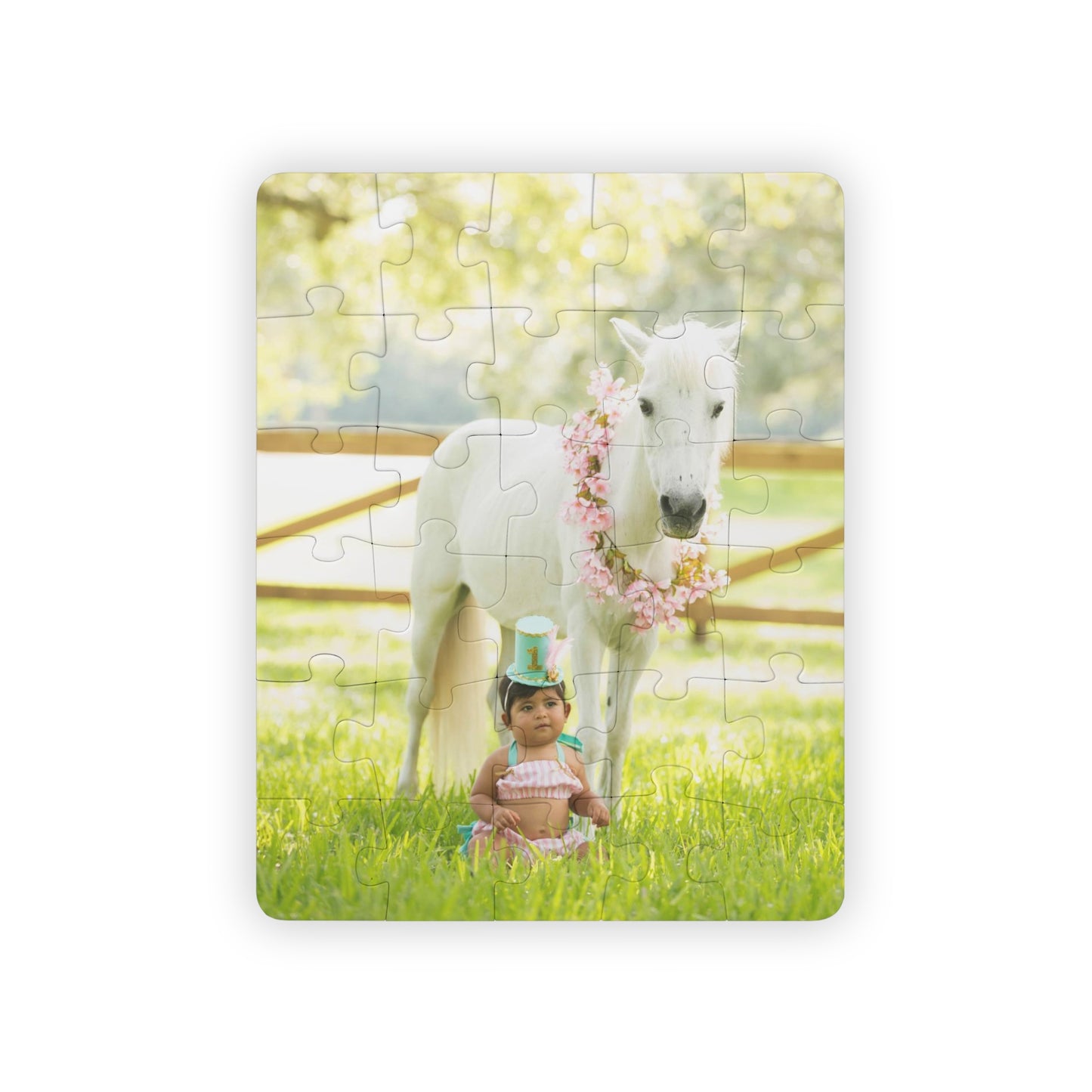 PREMIUM "Caroline's White Horse" Kids' Puzzle, 30-Piece